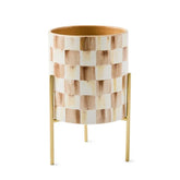 Mocha Check Tabletop Planter