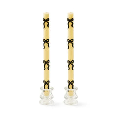 Black Bow Dinner Candles, Set of 2