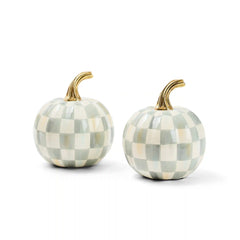 Classic Orange Check Mini Pumpkin Set of 2
