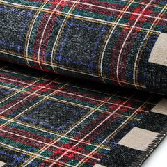 Stewart Tartan Black 8' x 10' Washable Rug