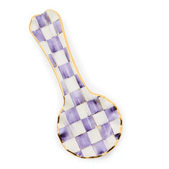 Violet Check Ceramic Spoon Rest