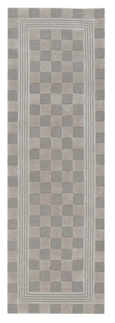 Light Grey Tonal Check 2'6" x 8' Rug