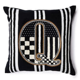 Monogram "Q" Beaded Throw Pillow