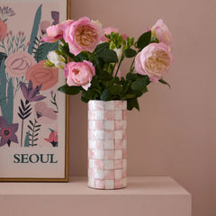 Sterling Check Capiz Small Vase
