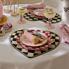 Black and White Check Heart Shaped Placemat