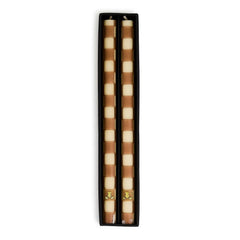Check Gold & Ivory Dinner Candles, Set of 2