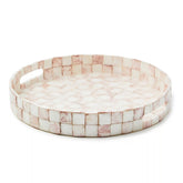 Sterling Check Capiz Round Tray
