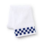 Bath Towel with Indigo Check Border