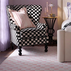 Rosy Checkered 8' x 10' Washable Rug
