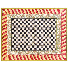 Courtly Check Red & Gold 8' x 10' Washable Rug