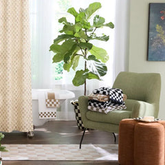Mocha Checkered 8' x 10' Washable Rug