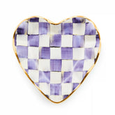 Violet Check Fluted Ceramic Heart Plate