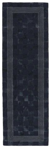 Indigo Blue Tonal Check 2'6" x 8' Rug