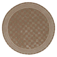 Mocha Tonal Check 6' Round Rug