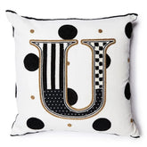 Monogram "U" Beaded Throw Pillow