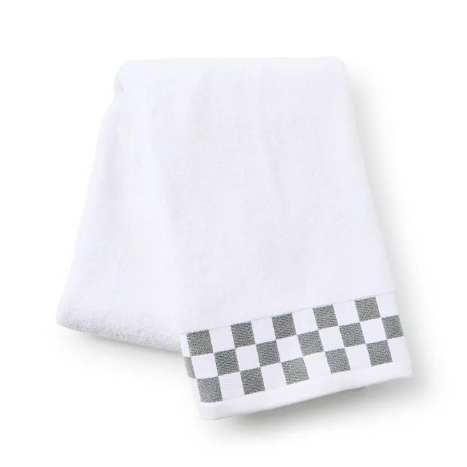 Bath Towel with Grey Check Border