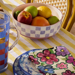 Lilac Check Serving Bowl