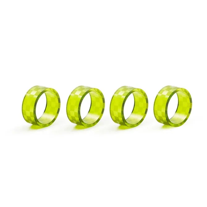 Green Check Napkin Rings, Set of 4