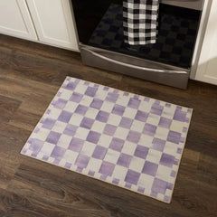 Violet Checkered 2' x 3' Washable Rug