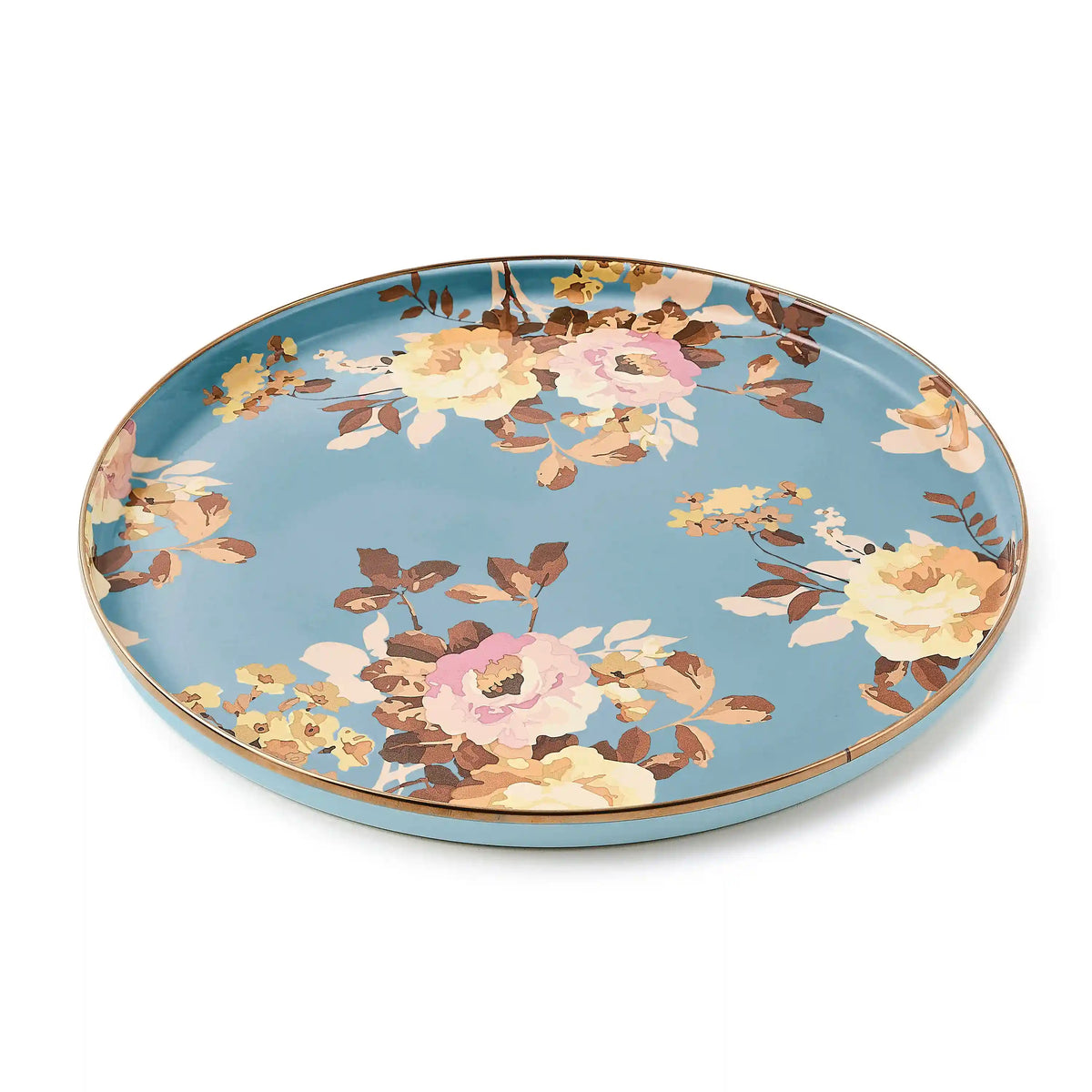 Wild Rose Brown Round Tray