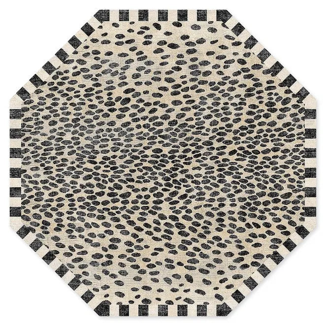 Snow Leopard 6' Octagon Washable Rug
