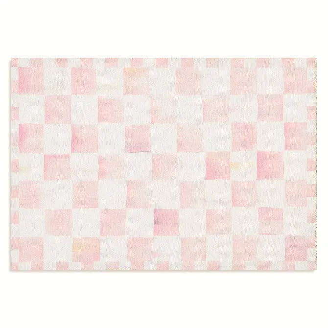 Rosy Checkered 2' x 3' Washable Rug