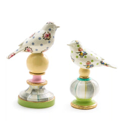 Mocha Wild Rose Bird Topiaries, Set of 2