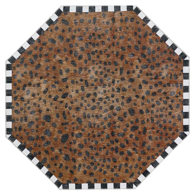Cheetah 6' Octagon Washable Rug
