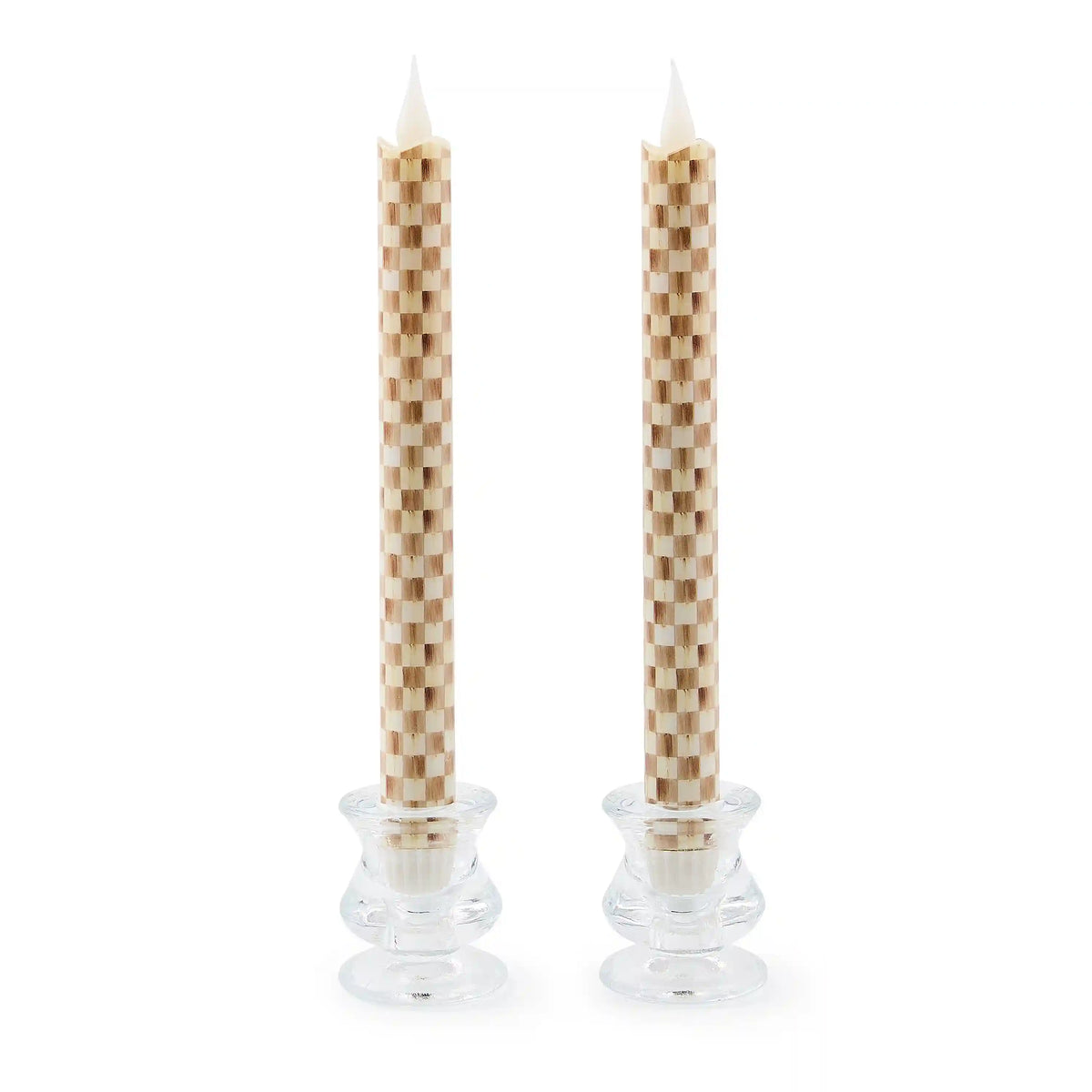 Cherry Check Flameless Dinner Candles, Set of 2