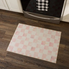 Rosy Checkered 2' x 3' Washable Rug