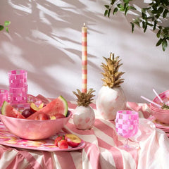 Bands Pink Dinner Candles, Set of 2