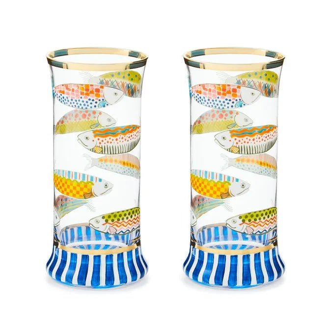 Go Fish Highball Glass, Set of 2