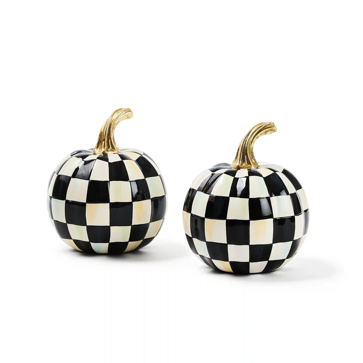 Classic Orange Check Mini Pumpkin Set of 2