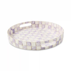 Rosy Check Capiz Round Tray