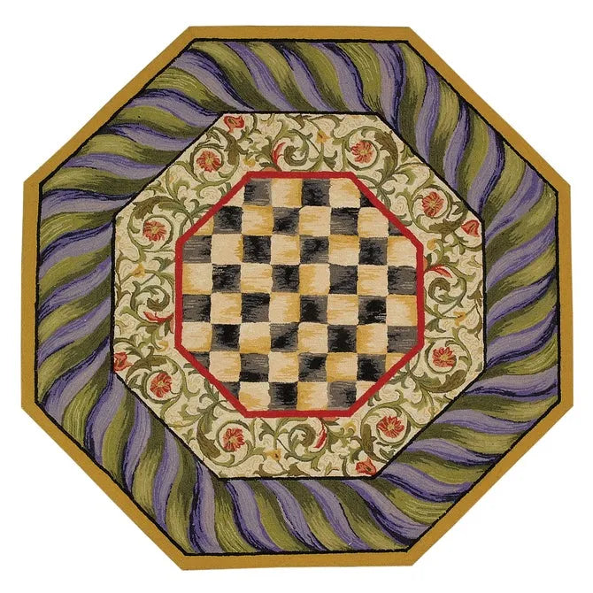 Courtly Check Purple & Green 5' Octagon Rug