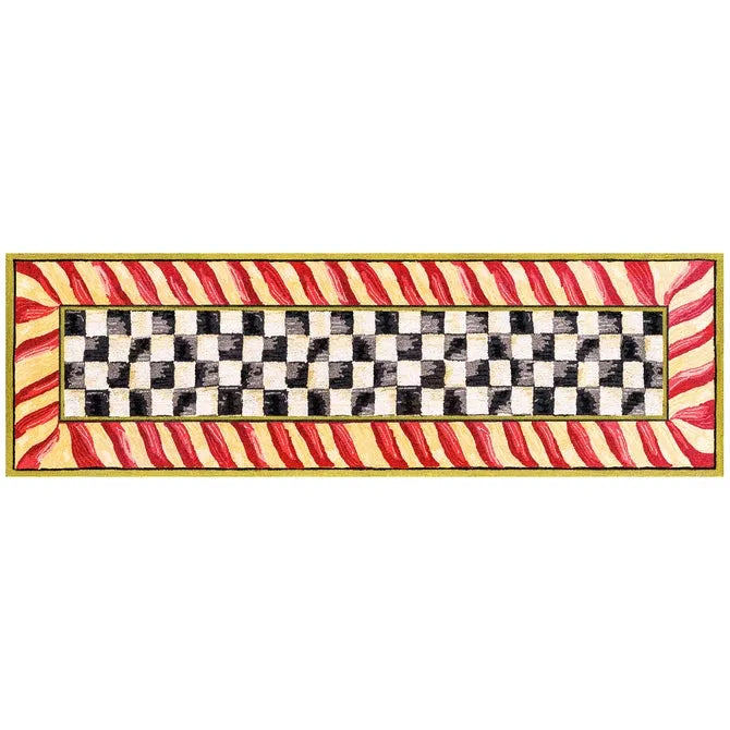 Courtly Check Red & Gold 2'6" x 8' Washable Runner