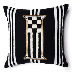 Monogram "I" Beaded Throw Pillow