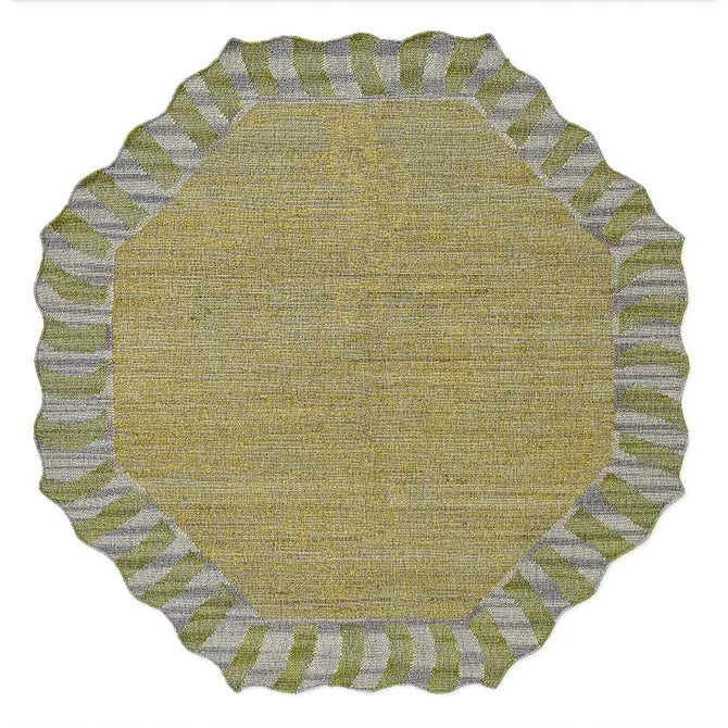 Jute Scalloped Purple and Green 6' Octagon Rug