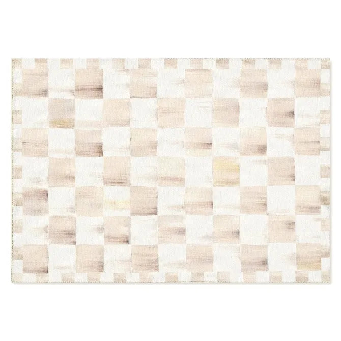 Mocha Checkered 2' x 3' Washable Rug