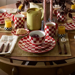 Cherry Check Salad Plates, Set of 4
