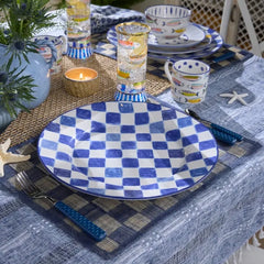 Indigo Check Round Platter