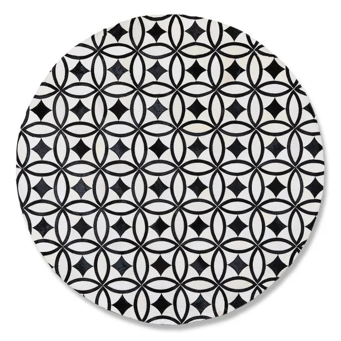 White Kyoto Hair on Hide 6' Round Rug