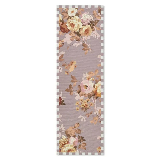 Taupe Wild Rose 2'6" x 8' Washable Runner