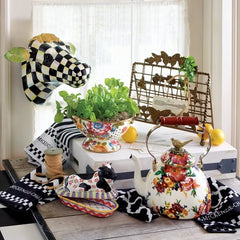White Flower Market Large Colander