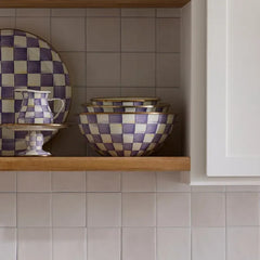 Violet Check Extra Large Everyday Bowl