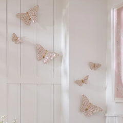 Rosy Check Wall Decor Butterfly Duo