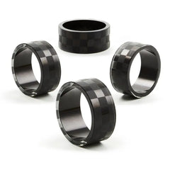Black Check Napkin Rings, Set of 4