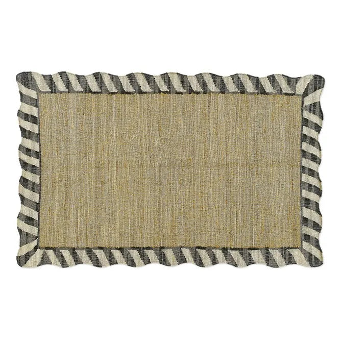 Jute Scalloped Black and White 5' x 8' Rug
