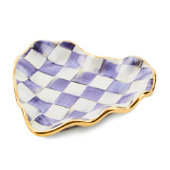 Violet Check Fluted Ceramic Heart Plate