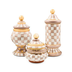 Mocha Check Ceramic Groovy Canister